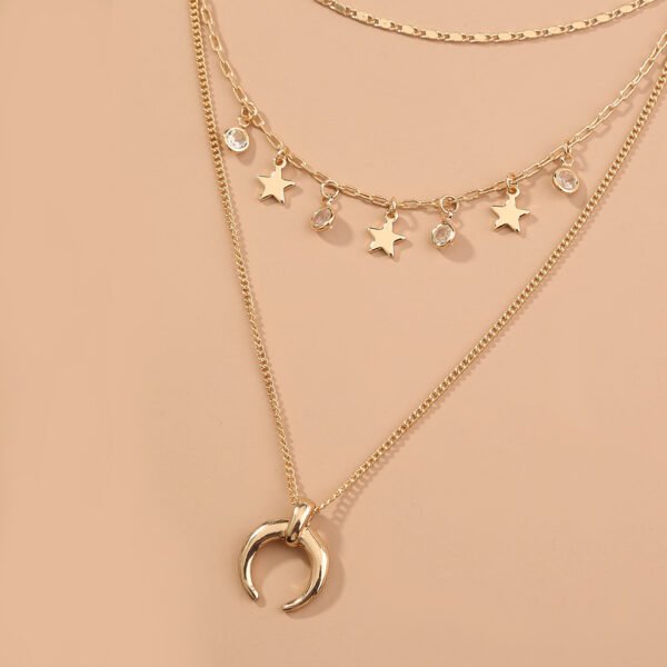 The stars, the crescent moon, the brass chain, the multi-layered necklace - Image 3