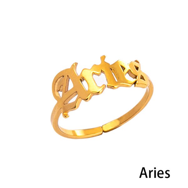12 Constellation Horoscope Letter Stainless Steel Rings For Women - Image 6