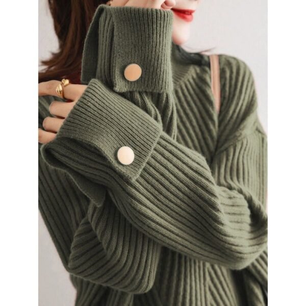 Autumn And Winter Japanese And Korean New Half Turtleneck Sweater Design Cuff Sweater For Women - Image 4