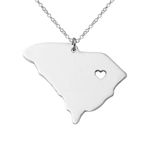 United States Of America South Carolina Map Stainless Steel Necklace - Image 2