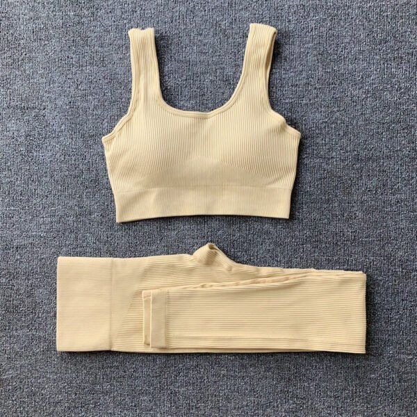 2pcs Thread Yoga Suit Seamless Bra And Butt Lifting High Waist Leggings Set For Women Sports Fitness Yoga Pants Sportswear Outfits Clothing - Image 9