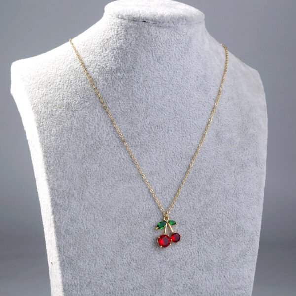 Trendy Red Zircon Cherry fruit necklace pendant necklace