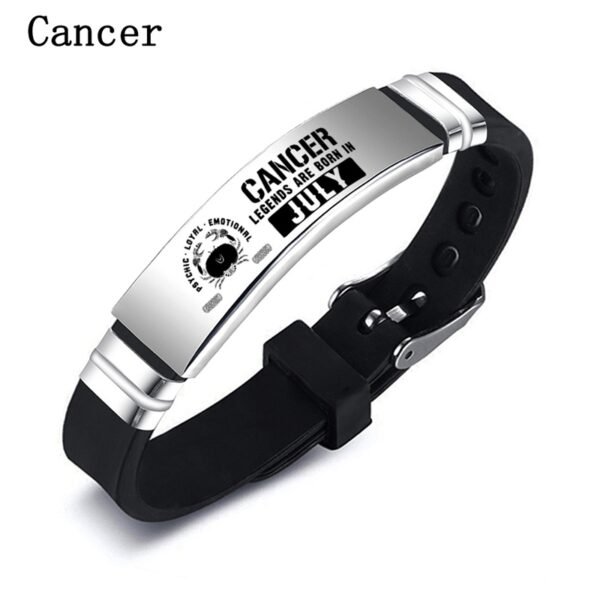 12 Zodiac Sign Constellation Stainless Steel Silicone Band Adjustable Bracelet Bangle - Image 10