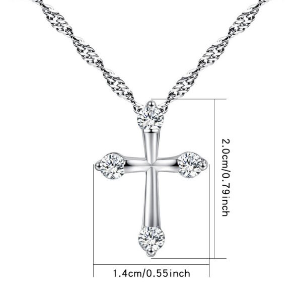 White Zircon Cross pendant, fashion with European and American style necklace accessories - Image 3