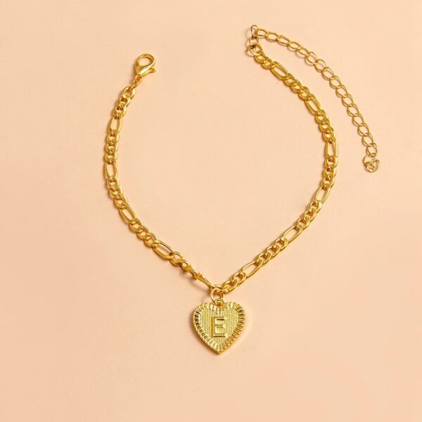 Initial Letter Anklet Gold Color Heart Pendant Foot Bracelets Women - Image 10