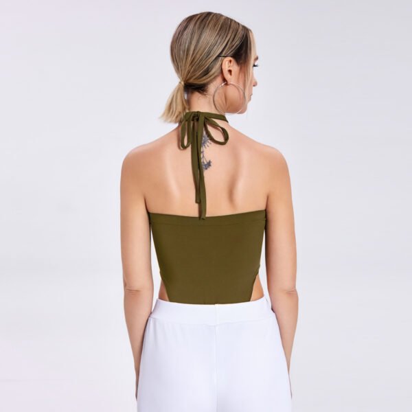 2023 Fashion New Women's One -word Collar Hanging Neck Band -lap Background Bodsuit - Image 8