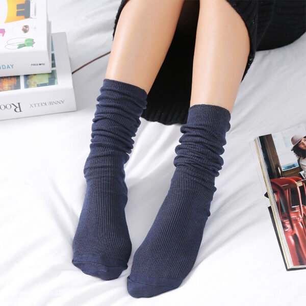 Women's Thin Solid Color Retro Long Socks - Image 10