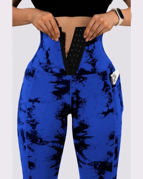 Women's Yoga Sports Patchwork Pocket Tie-dye Leggings - Image 3