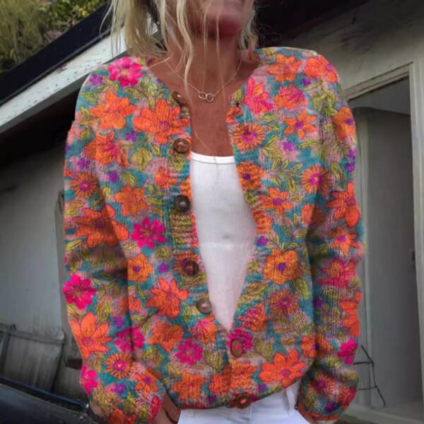 3D Digital Printing Cardigan Knitted Coat Women - Image 4
