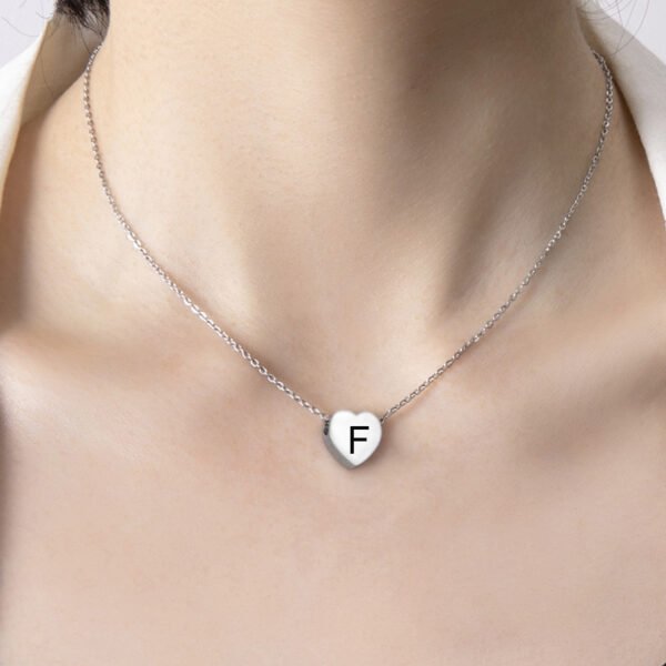 Stainless Steel Heart Pendant Necklace 26 Initial Letter Name Pendant For Women - Image 9