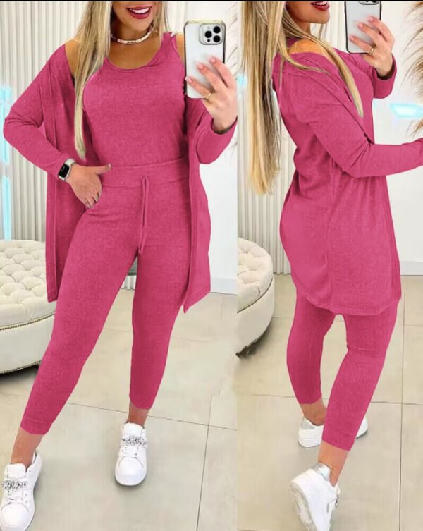 Women's Vest Pants Inverness Solid Color 3-piece Set - Image 8