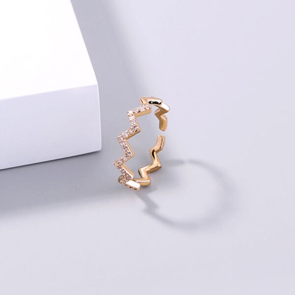 Wavy Sparkly Zircon Adjustable Ring - Image 4