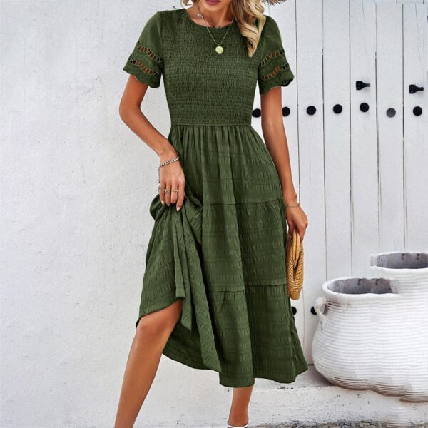 Women's Temperament Smocking Hollow Dress - Image 3