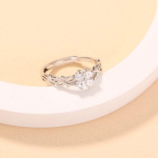 Adjustable Zircon Ring With Hollow Copper Pattern Opening - Image 2