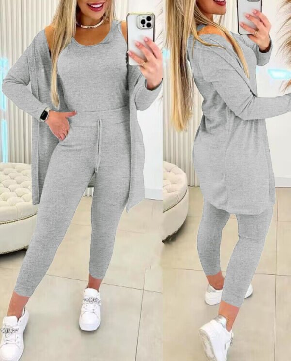 Women's Vest Pants Inverness Solid Color 3-piece Set - Image 5