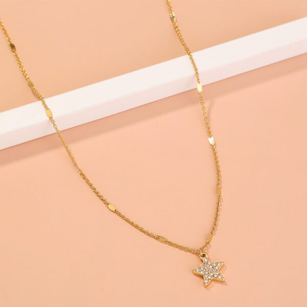 A diamond-encrusted Pentagram geometric clavicle necklace - Image 5