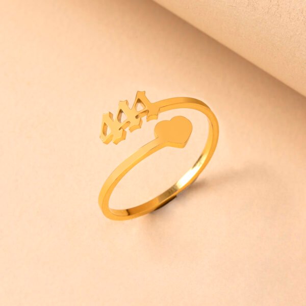 Heart Lucky Number Ring Adjustable Size Stainless Steel Jewelry - Image 5