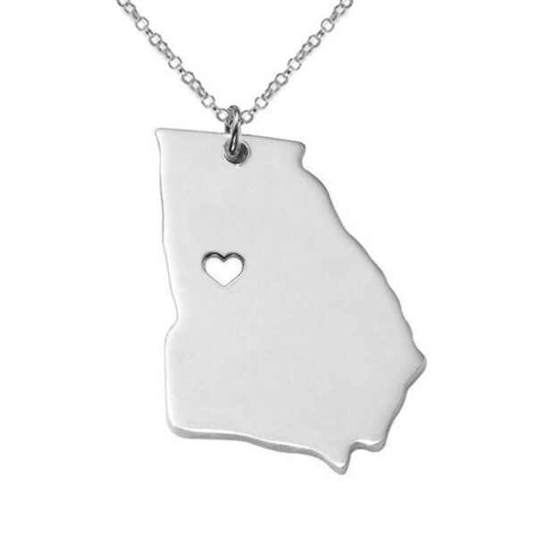 United States Of America Georgia State Map Stainless Steel Necklace - Image 3