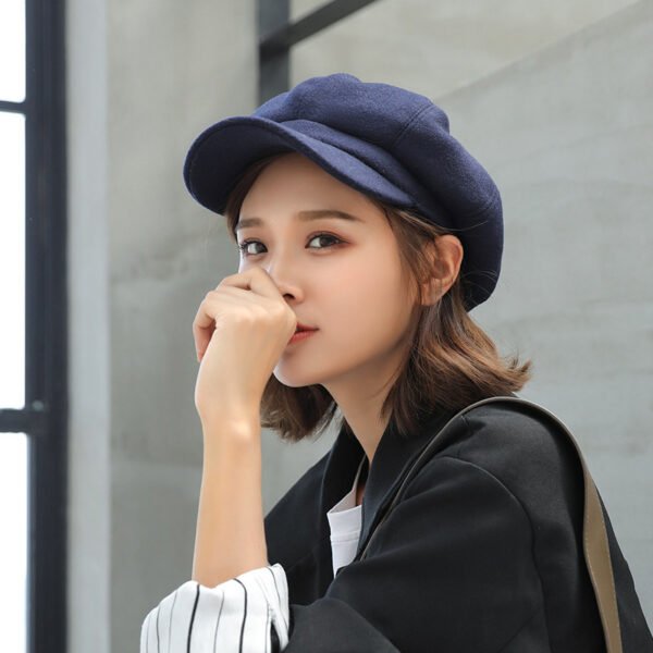 Woolen Octagonal Hat Young Woman Painter Peaked Beret - Image 8