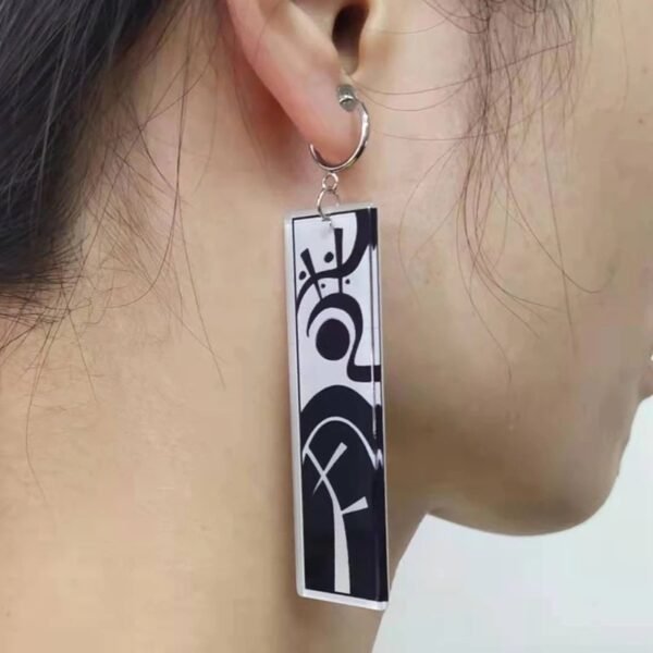 Anime Tokyo Revengers Earrings Jewelry Vintage Tattoo Runes Rectangle Acrylic Pendant Dangle Earrings - Image 6