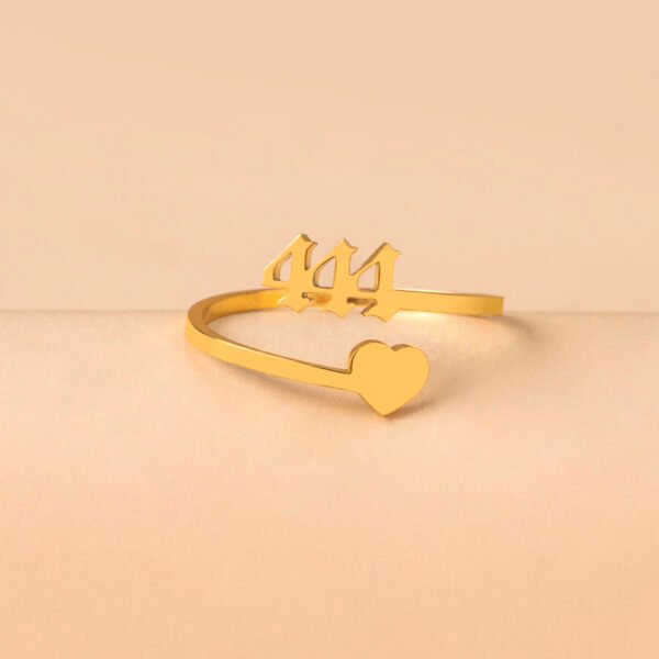 Heart Lucky Number Ring Adjustable Size Stainless Steel Jewelry