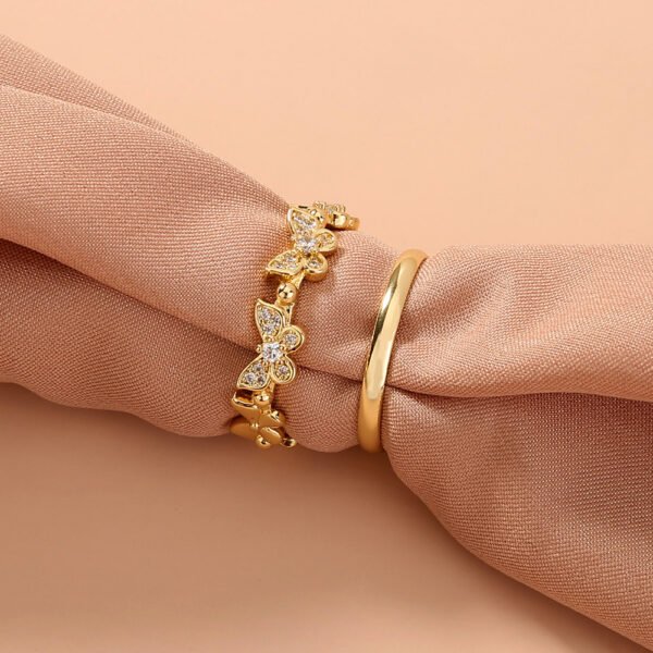 Butterfly Zircon Adjustable Brass Ring - Image 4