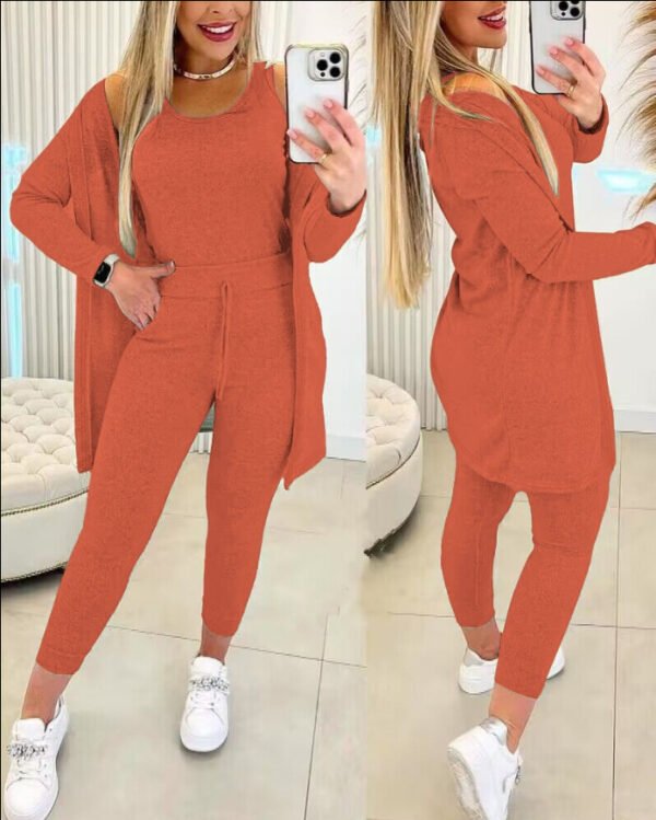 Women's Vest Pants Inverness Solid Color 3-piece Set - Image 10