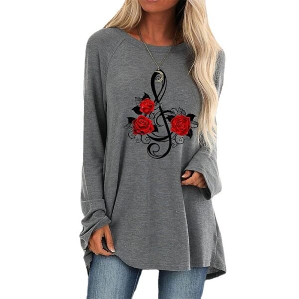 3D Rose Women's T Shirt Round Neck - Image 4