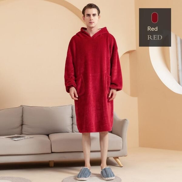 Autumn And Winter Thickened Hooded Double-layer Composite Flannel Lazy Blanket Home Wear - Image 6