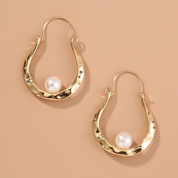 The u-shaped earrings are simple, fashionable, elegant, simple, pearl earrings - Image 2