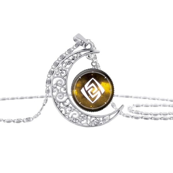 Vintage Hollow Moon Pendant Necklace Genshin Impact Eye of God Weapon Props Dome Glass Necklaces For Women - Image 5