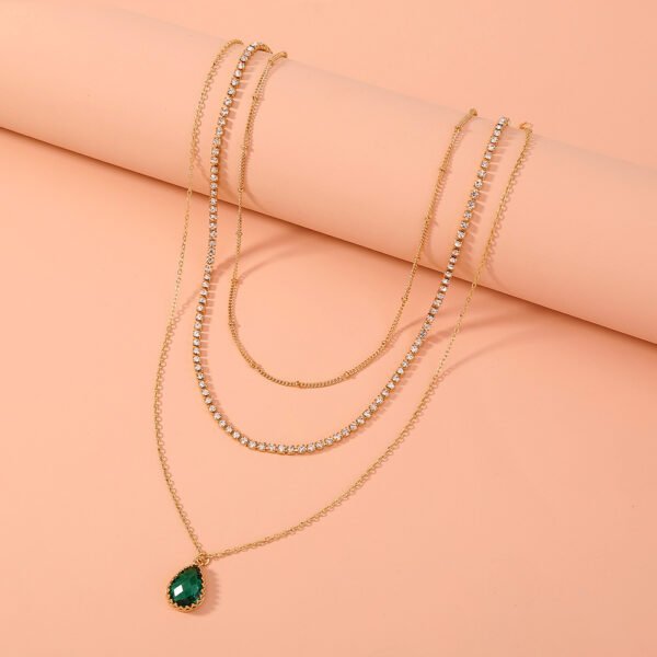 Zircon Green Drop Temperament Multi-layer Necklace - Image 5