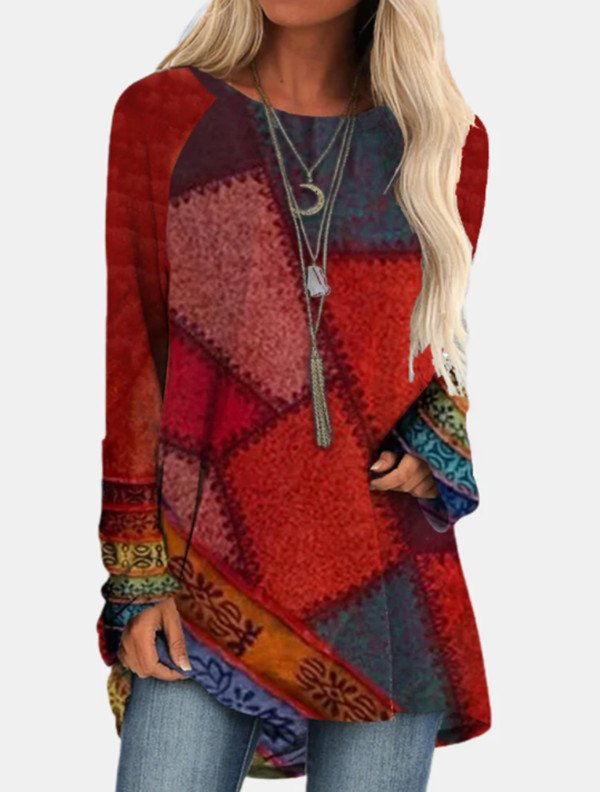 Autumn And Winter Plus Size Women's Fashion Printed Long-sleeved T-shirt - Image 6