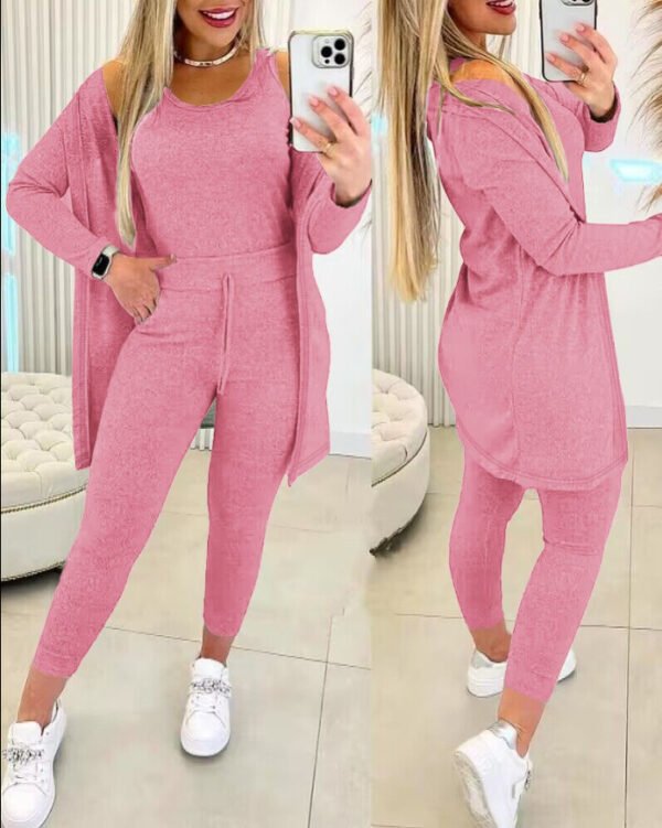 Women's Vest Pants Inverness Solid Color 3-piece Set - Image 7