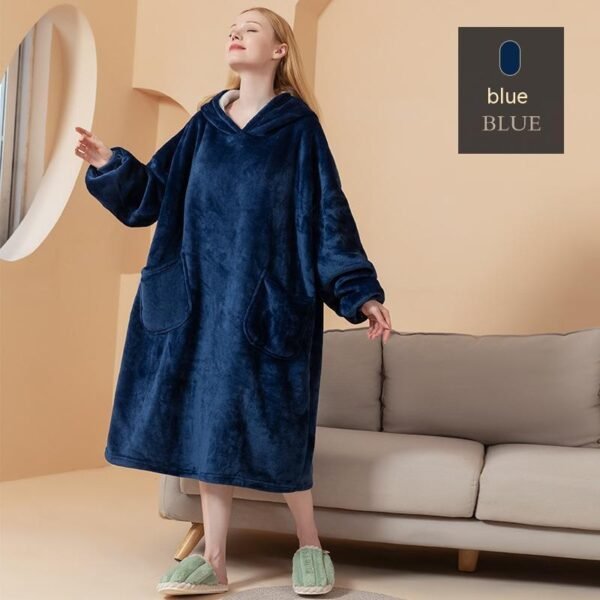 Autumn And Winter Thickened Hooded Double-layer Composite Flannel Lazy Blanket Home Wear - Image 7