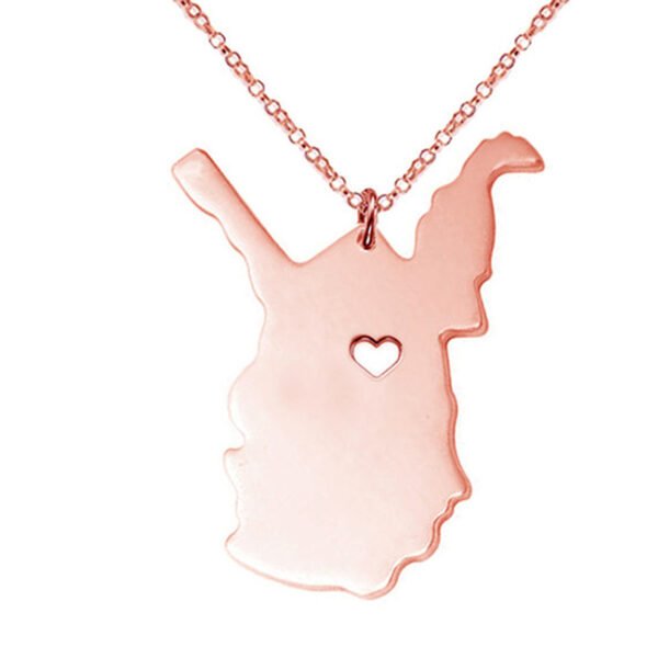 United States Of America West Virginia State Map Stainless Steel Necklace - Image 4