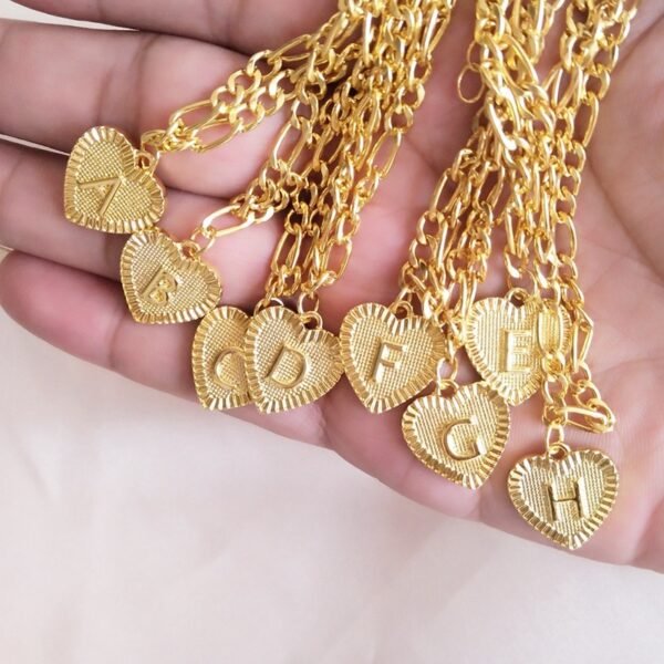 Initial Letter Anklet Gold Color Heart Pendant Foot Bracelets Women - Image 2