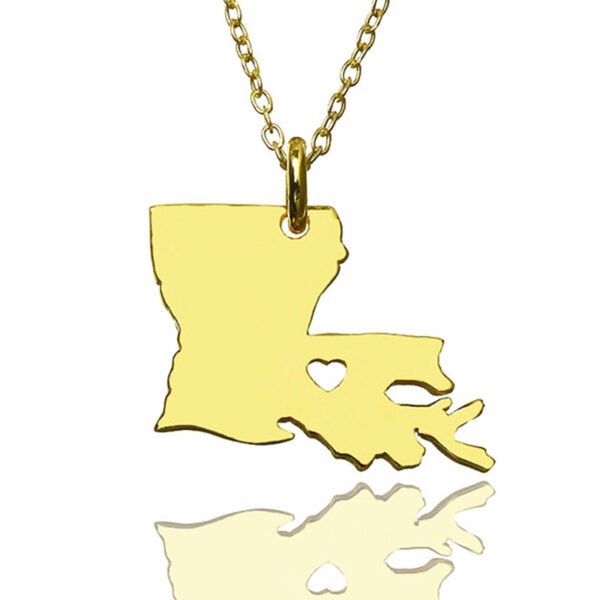 USA Louisiana State Map Stainless Steel Necklace - Image 4