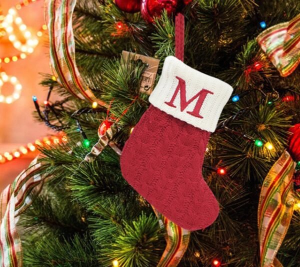 Woolen Knitted Christmas Letter Socks Decoration Pendant Gift Bag - Image 9