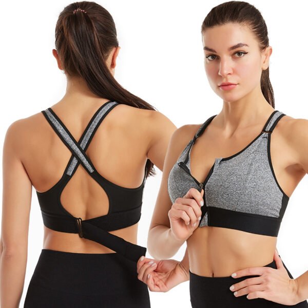 Adjustable Front Zipper Sports Bra - Image 4