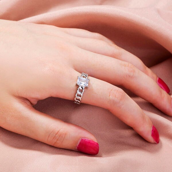 Bright Zircon Open Adjustable Ring - Image 4