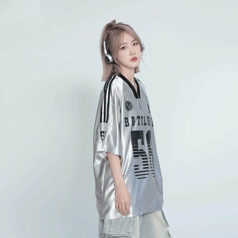 American V-neck Raglan Sleeves With Icy Short Sleeves - Image 4