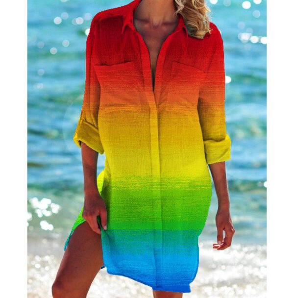 Women's Vacation Beach Bikini Jacket Printed Shirt - Image 7
