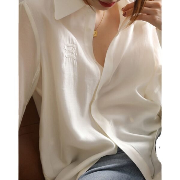 A Niche Chic Chiffon White Shirt For Women - Image 5