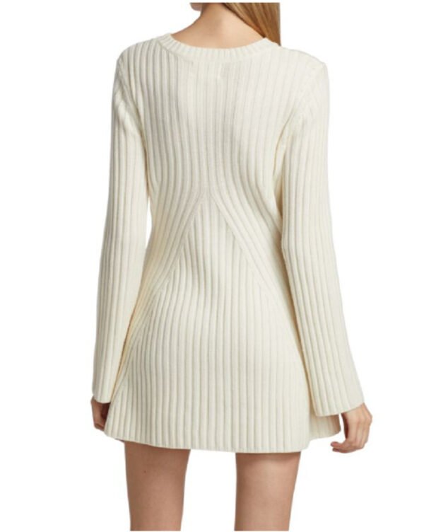 Women's Textured Round Neck Long Sleeve Slim Knit Dress - Image 7