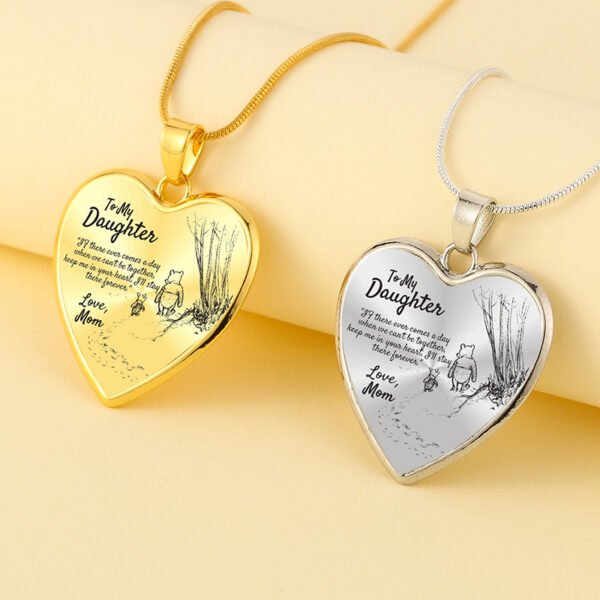 Cute Bear Mom To My Daughter Heart Pendant Necklace - Image 4