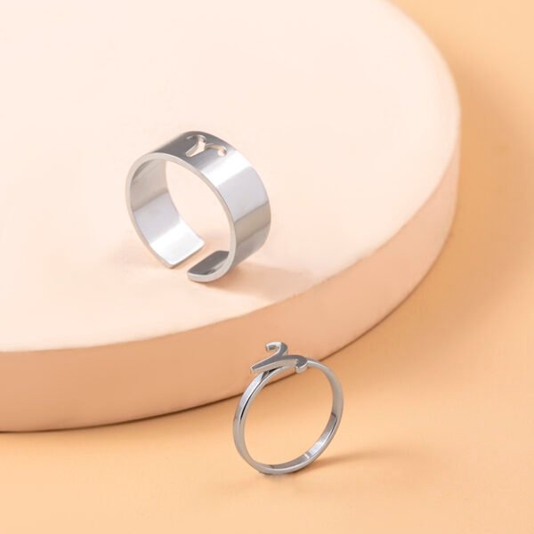 12 Constellation Sign Stainless Steel Couple Ring Knuckle Finger Rings - Image 6