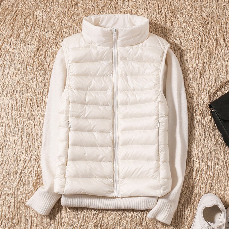 Autumn And Winter New Thin Lightweight Short Type Casual Fashion Stand-up Collar Down Jacket Vest Women's Light Down Feather Liner - Image 6