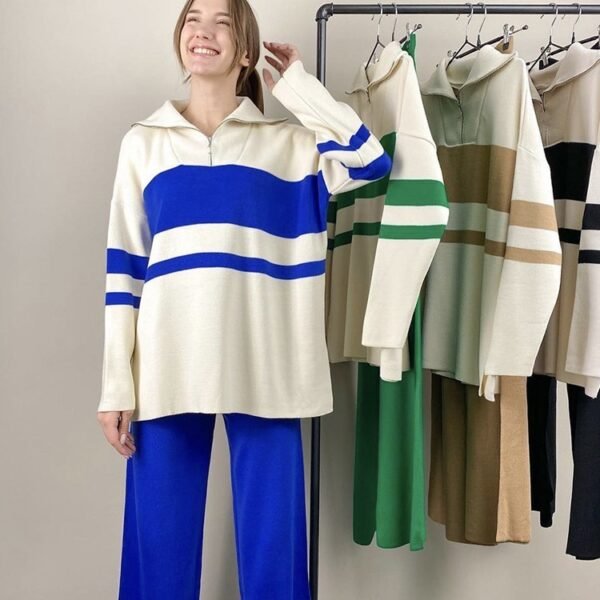 Zip Top Loose Pants Casual Two-piece Suit
