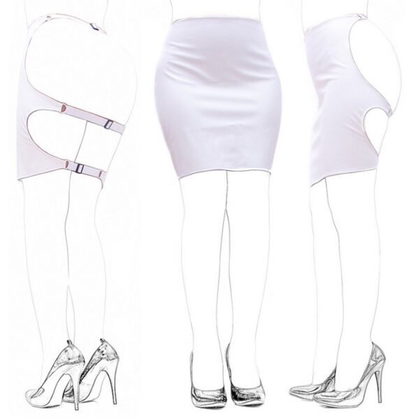 Aisle's Sexy Black Soft PU Sexy Tight-fitting Bag Field Training Short Skirt - Image 3